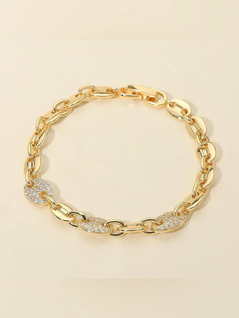 CZ Pave Mariner Link Chain Bracelet